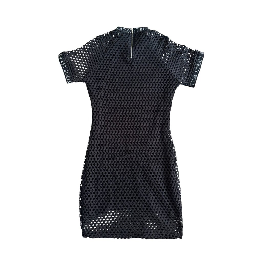 BLACKCRAFT Black Mesh Logo Bodycon Dress Size Large - Picture 3 of 8